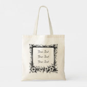 Personalized Ornate Floral Frame Tote Tragetasche (Rückseite)