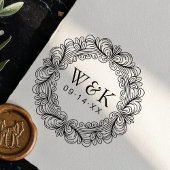 Personalized Ornate Wreath Wedding Monogram & Date Gummistempel