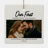 Personalized Our First Christmas Engaged Keramikornament (Rückseite)