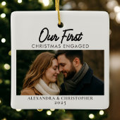Personalized Our First Christmas Engaged Keramikornament