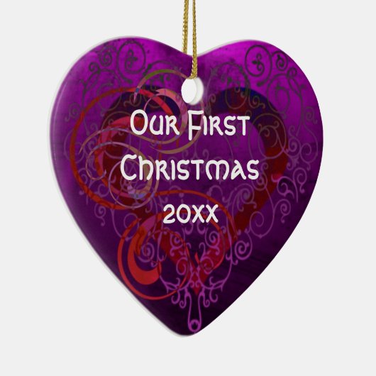 Personalized Our First Christmas Heart Ornament (Rechts)