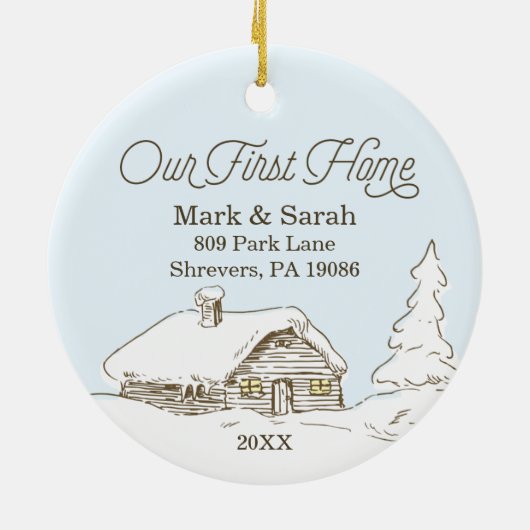 Personalized Our First Home Address Christmas Keramik Ornament (Hinten)