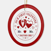 Personalized "Our First Valentine" Mr. & Ms.  Keramik Ornament (Links)
