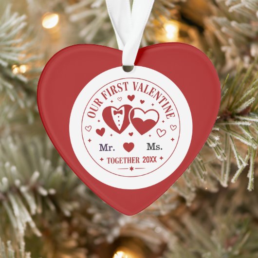 Personalized "Our First Valentine" Mr. & Ms.  Ornament (Baum)
