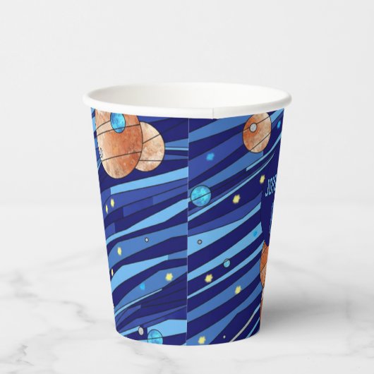 Personalized Outer Space Galaxy Birthday Pappbecher (Rechts)