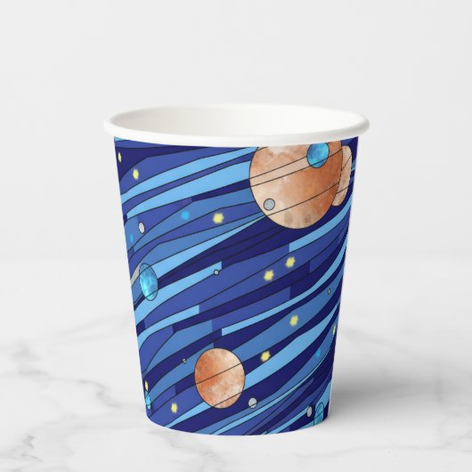 Personalized Outer Space Galaxy Birthday Pappbecher (Rückseite)