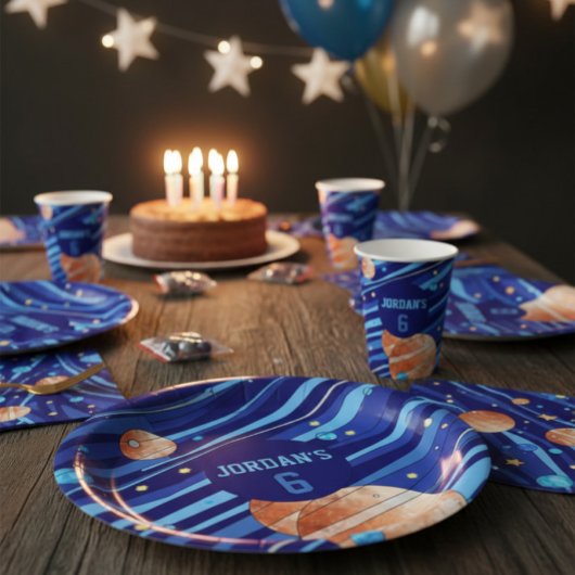 Personalized Outer Space Galaxy Birthday Pappteller
