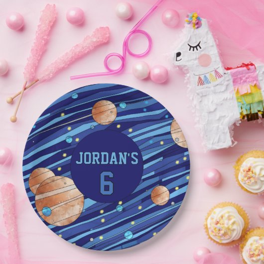 Personalized Outer Space Galaxy Birthday Pappteller (Party)