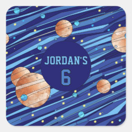 Personalized Outer Space Galaxy Birthday Quadratischer Aufkleber