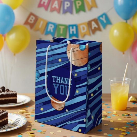 Personalized Outer Space Galaxy Birthday THANK YOU Mittlere Geschenktüte