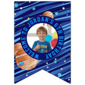 Personalized Outer Space Galaxy Kids Photo Wimpelkette (Erste Fahne)