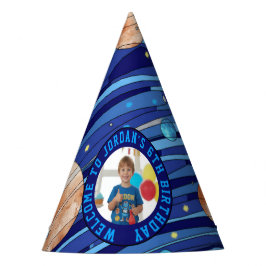 Personalized Outer Space Galaxy Photo Birthday  Partyhütchen