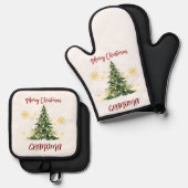 Personalized Oven Mitt and Pot Holders Set (Vorderseite/Rückseite)