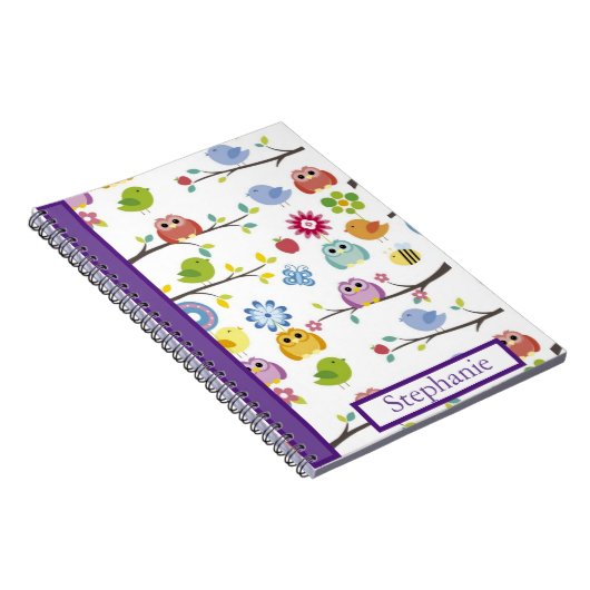 Personalized Owls Cute Simple Modern Name Notizblock (Rechte Seite)