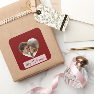 Personalized Own Couple Photo Love Sticker/Label  Quadratischer Aufkleber