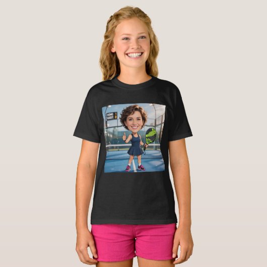 Personalized Paddle/Pickleball Caricature T-Shirt (Vorne ganz)