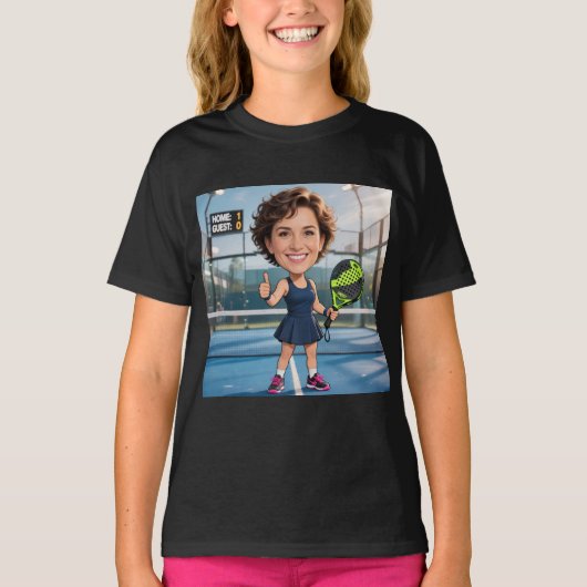 Personalized Paddle/Pickleball Caricature T-Shirt (Vorderseite)