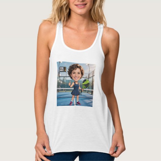 Personalized Paddle/Pickleball Caricature Tank Top (Vorderseite)