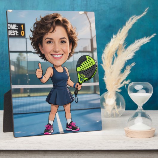 Personalized Paddle/Pickleball Star Caricature Art Fotoplatte (Seite)