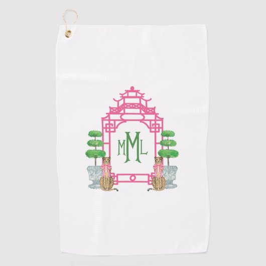 Personalized Pagoda Monogram iPhone 16 tough case Golfhandtuch (Vorderseite)