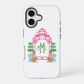 Personalized Pagoda Monogram iPhone 16 tough case Hülle (Rückseite)