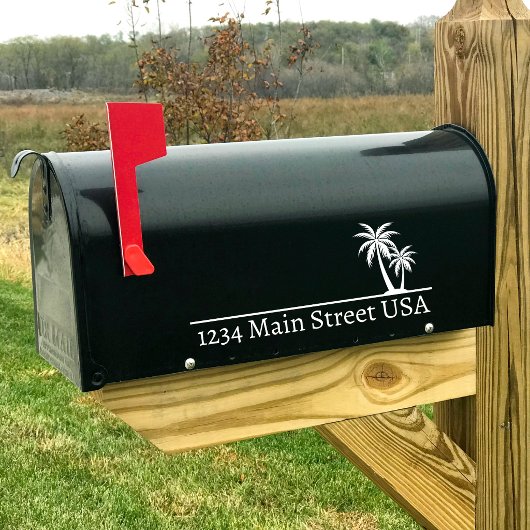 Personalized Palm Tree Mailbox Decal:Custom Street Autoaufkleber