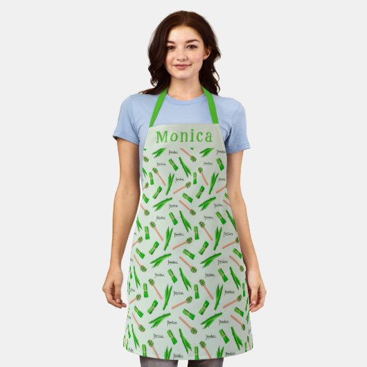 Personalized Pandan Leaf Apron Schürze (Getragen)