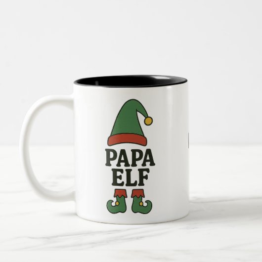 Personalized Papa Elf Mug – Custom Christmas Gift  Zweifarbige Tasse (Links)