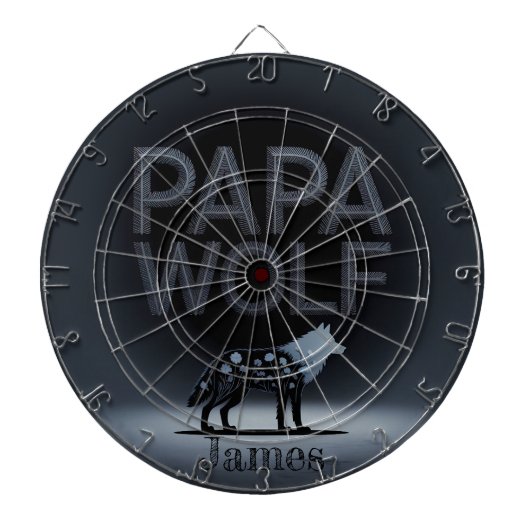 Personalized Papa Wolf Nature Silhouette Dartscheibe (vorne)