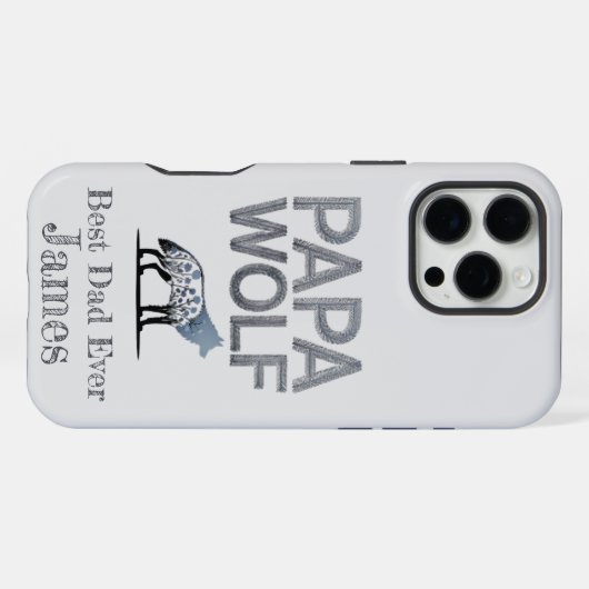 Personalized Papa Wolf Nature Silhouette iPhone Hülle (Rückseite (Horizontal))