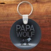 Personalized Papa Wolf Nature Silhouette Schlüsselanhänger (Vorderseite)