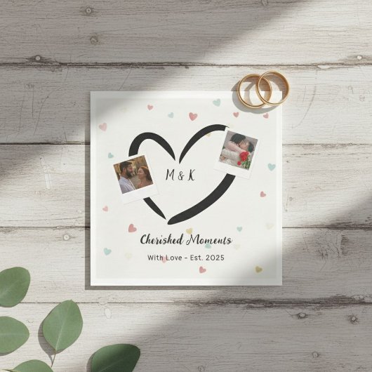 Personalized Paper Napkins with Two Photos, Name Serviette