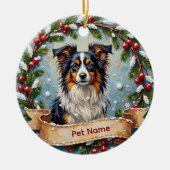 Personalized Papillon Christmas Keramik Ornament (Vorne)
