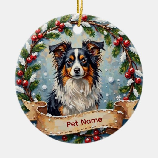 Personalized Papillon Christmas Keramik Ornament (Vorne)