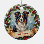 Personalized Papillon Christmas Keramik Ornament (Hinten)