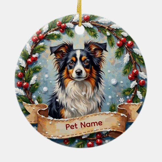 Personalized Papillon Christmas Keramik Ornament (Hinten)