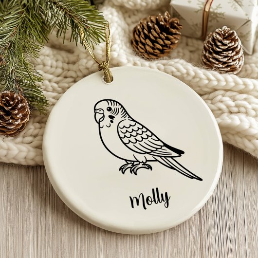 Personalized Parakeet Christmas Keramik Ornament