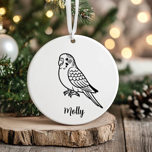 Personalized Parakeet Christmas Keramik Ornament