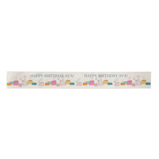 Personalized Party Tissue – Doodle Cakes on Cream Satinband (Vorderseite)