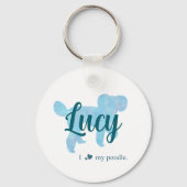 Personalized Pastel Blue Poodle Keychain Schlüsselanhänger (Vorderseite)
