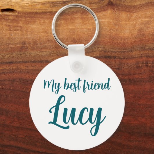 Personalized Pastel Blue Poodle Keychain Schlüsselanhänger (Rückseite)