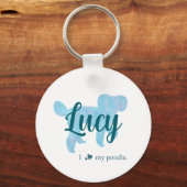 Personalized Pastel Blue Poodle Keychain Schlüsselanhänger (Vorderseite)