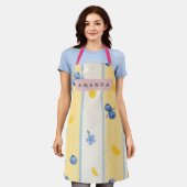 Personalized Pastel Blueberry & Lemon Pattern Schürze (Getragen)