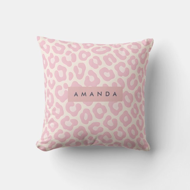 Personalized Pastel Blush Pink Leopard Print Kissen (Vorderseite)