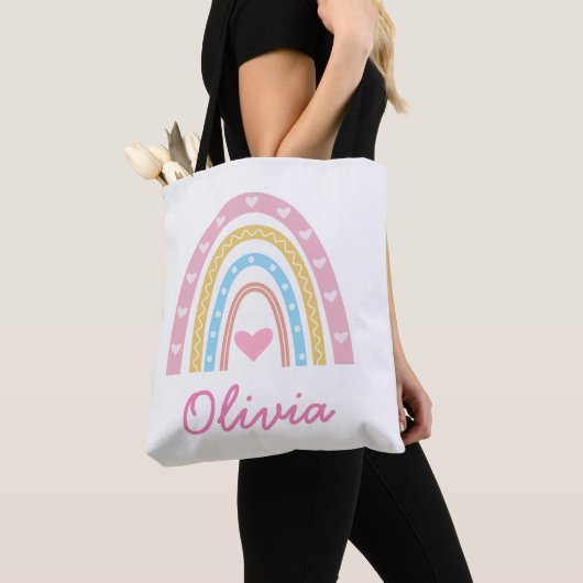 Personalized Pastel boho rainbow girl Name Tasche (Von Nahem)