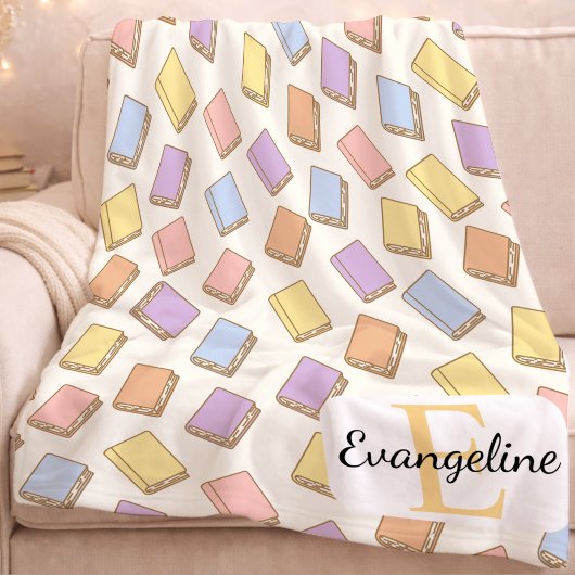 Personalized Pastel Bookish Aesthetic Pattern Fleecedecke