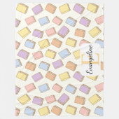 Personalized Pastel Bookish Aesthetic Pattern Fleecedecke (Vorderseite)