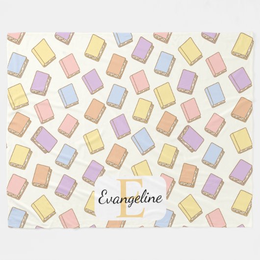Personalized Pastel Bookish Aesthetic Pattern Fleecedecke (Vorderseite (Horizontal))