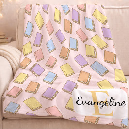 Personalized Pastel Bookish Aesthetic Pattern Pink Fleecedecke