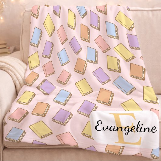 Personalized Pastel Bookish Aesthetic Pattern Pink Fleecedecke